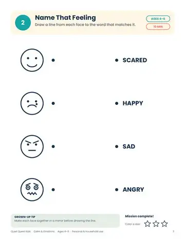 Name That Feeling (Calm pack) sample page