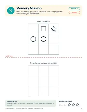 Memory Missions sample page