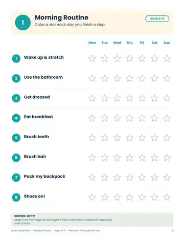 Morning Routine (Routine Charts) sample page