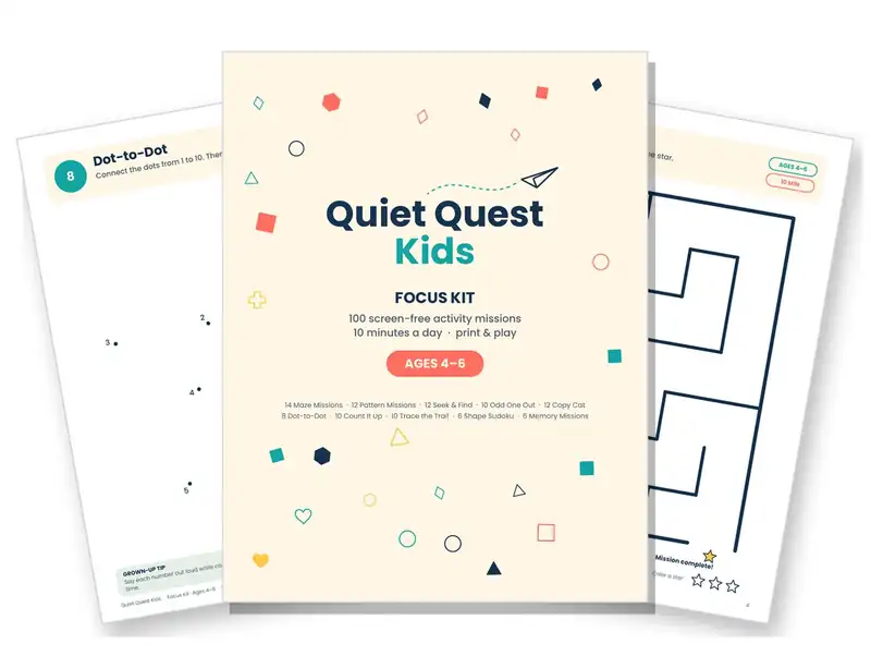 Quiet Quest Kids Focus Kit cover and sample pages